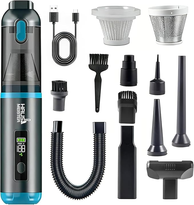 Airflex One Cordless Car Vacuum 16000Pa, 4-in-1 Handheld Vacuum with Air Duster & Inflator, Portable Mini Vac for Car Detailing, Pet Hair, Keyboard Cleaning (Gray)