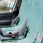 2 Pack Car Seat Towel Covers with Storage Bag, 63 x 32 Inch Universal Non Slip Waterproof Sweat Protector for Car Truck, Gym Swimming Running, Machine Washable (Statue of Liberty)