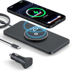 25W Magnetic Wireless Car Charger Pad, for MagSafe Car Charger with 45W USB-C Car Charger, Anti-Slip Wireless Charging Pad for Car Compatible with iPhone 17 16 15 14 13 12 (1 Meter Cable)