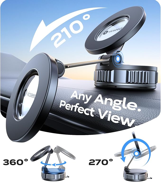 2026 Upgraded Car Phone Holder for Magsafe Car Mount [85 LBS Strongest Suction] Vacuum Magnetic Phone Holders for Your Car 360° Adjustable Car Phone Mount for iPhone 17 Pro Max 16 15 14 13 12