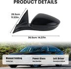 Left Driver Side Mirror Compatible with 2018-2022 Honda Accord Power Glass | Heated | with Blind Spot |with Turn Signal | Manual Folding Repalces HO1320330 (8Pins-Black)