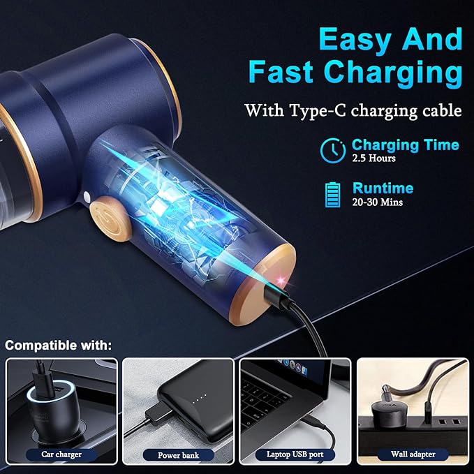 Handheld Car Vacuum Cleaner, 9000Pa Vacuum Cleaner and Air Duster, 120W High Power Hand Held Vacuum with LED Light and Multi-Nozzles for Car, Home, Office, Pet