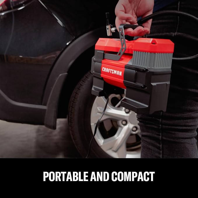 Portable 12V Tire Inflator with Digital Gauge & Auto Shut-Off | 150 PSI Air Compressor with LED Light and 12V DC Car Plug Compact Air Pump for Car Tires, Bikes & Sports Equipment