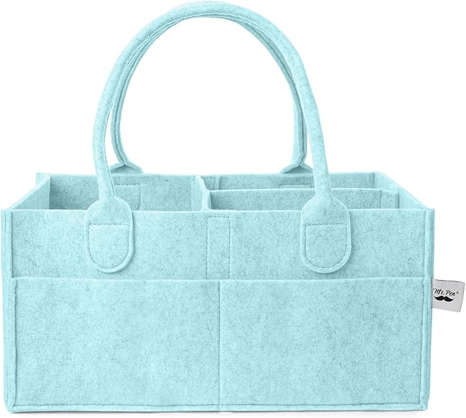 Mr. Pen- Baby Diaper Caddy Organizer, Light Blue | Nursery Storage Bin and Car Organizer for Diapers and Baby Wipes
