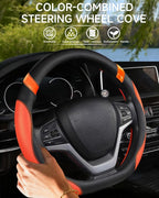 D-Shaped Flat Bottom Steering Wheel Cover for Women Girl - Stylish Car Accessory Non-Slip Car Interior Accessories (Orange)