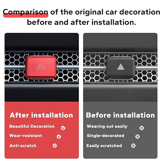 Polodunn for Honda Civic 2022-2025, for Accord/HRV/CRV 2023-2025, for Acura Integra 2023 2024 - Hazard Warning Light Push Button Cover, Emergency Flashers Trim Accessories (Red)