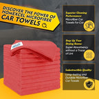 Red Microfiber Cleaning Cloth 50 Pack, 12.5 x 12.5 inch Microfiber Towels for Cars, Ultra Absorbent Car Washing Cloth, Lint Free Streak Free Cleaning Rags for Car, Kitchen, and Window
