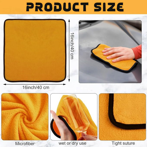 12 Pcs Yellow Microfiber Towels: 16"x16" Microfiber Drying Towels Bulk Micro Fiber Car Cleaning Cloth for Cars Drying Washing Polishing Cleaning Household Supplies