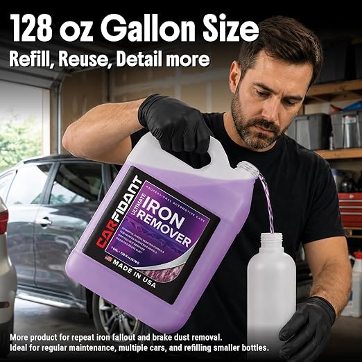 Iron Remover Car Detailing – Iron Decon Spray, Pulls Out Brake Dust, Rust & Fallout - Contaminant Removal for Car Paint & Wheels, pH Neutral Formula - 128 fl. oz.