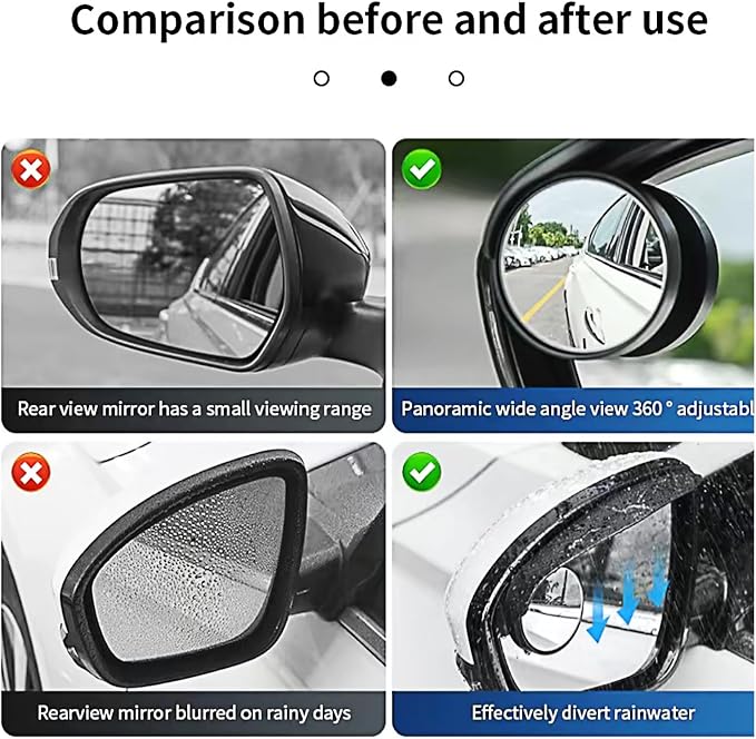 2-Pack car blind spot mirrors,universal car side view mirror rain cover & blind spot mirror,carbon fiber,easy install,stylish black design,enhances visibility safety automotive (2)