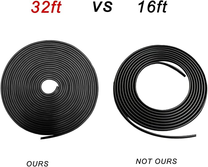 32Ft(10M) Door Edge Guards Car Door Edge Guards U Shape Car Door Protector Rubber Seal Door Guard Internal Double Sided Tape (No Glue Required), Black