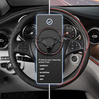 Car Steering Wheel Cover Universal Standard Size 14 1/2"-15" Leather with Carbon Fiber Pattern Black and Red