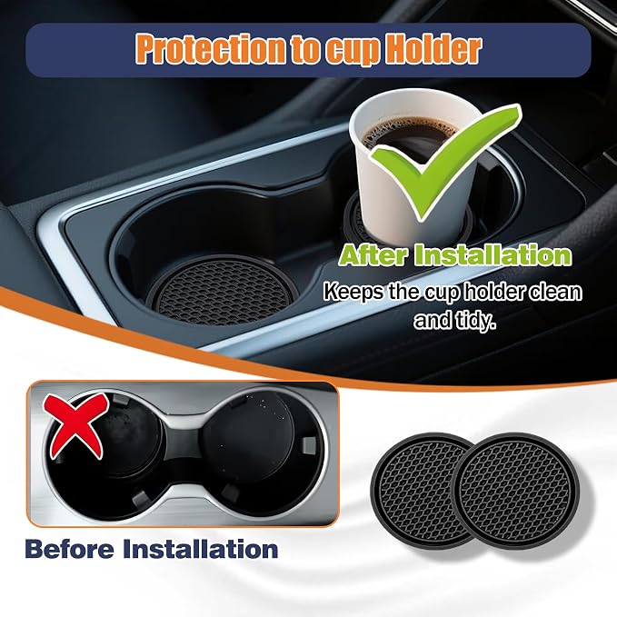 2-PackCar Seat Gap Filler，Car Cup Holder Coaster，Car Seat Crevice Blocker Stop Things from Dropping，Auto Accessories for SUV Truck Sedan