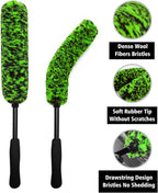 4PCS Car Wheel Cleaning Kit, 360° Bendable Wheel Brush with Premium Boar Hair Detailing Brush | Microfiber Scratch-Free Wheel and Tire Brush Kit for Cleaning Wheels,Tires