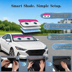 Car Windshield Sun Shade, Universal Fit Compact Sedan SUV, Cute Pink | 59 x 27.5" Car Sun Visor, Foldable Front Window Sunshade, UV Heat Protection, Cute Eyes Series