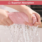 Microfiber Cleaning Cloths, 11.8" x 11.8" Pink Reusable Kitchen Towels, Lint-Free Cleaning Rags, Super Absorbent Cleaning Cloths for Kitchen, Car, and Household Cleaning, 18 Packs
