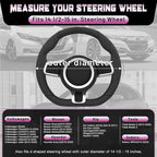 D Shaped Steering Wheel Cover for 14.5-15 inch Flat Bottom Wheels, Breathable Perforated Microfiber Leather, Anti-Slip Grip, Universal Fit for Cars & SUVs, Black and Dawn Purple