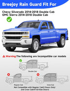 in-Channel Rain Guards Fit for Truck Chevy Silverado/GMC Sierra 2014-2018 Double Cab, Window Rain Guards Visors Vent Visors Window Deflector Vent Shades Car Accessories -4 pcs