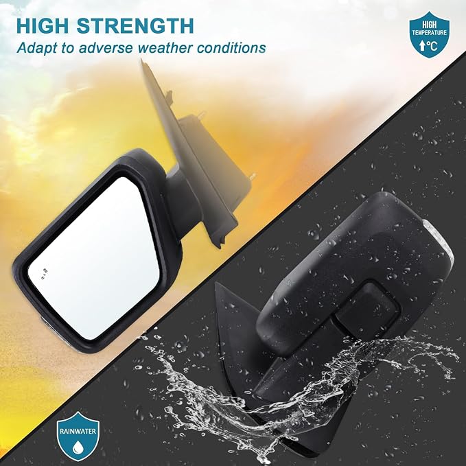 Left Driver Side Mirror Compatible With 2021-2026 Ford F150 With Manual Folding Power Glass Heated Blind Spot Turn Signal Puddle Light Matte Black Replace#ML3Z17683SA(11Pins)