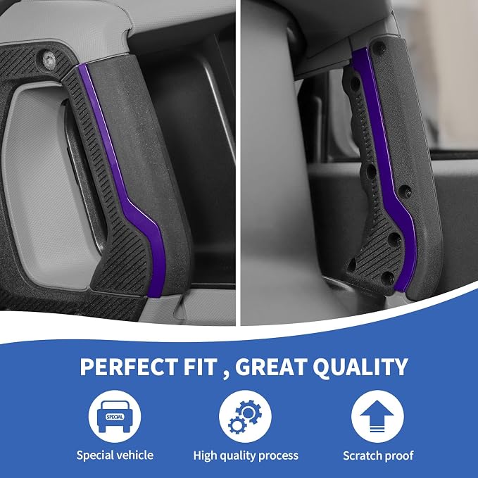 Center Console Dash Grab Handle Cover Trim Compatible with 2021-2024 Ford Bronco Purple Interior Accessories (Not for Bronco Sport)