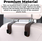 2 Pcs Seat Headrest Hook for Car, Seat Back Hanger Holder Hooks, Hanger Storage Organizer for Purse Bags Coat, Car Interior Accessories Leather Hidden Hook