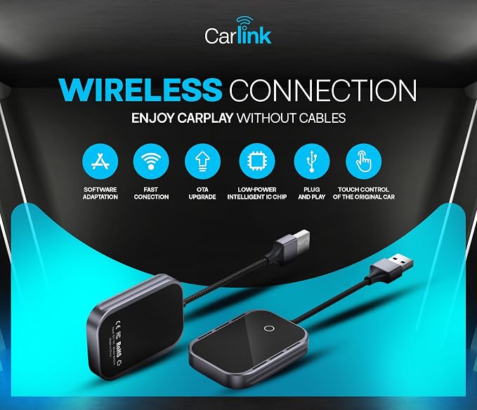Wireless CarPlay & Android Auto Adapter for iPhone & Android - USB-C, No Latency, Seamless Multi-User Connection (iOS 10+, Bluetooth Car Stereo Support)