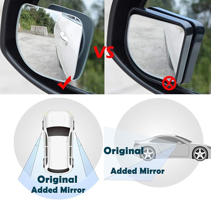 Fan Shaped Blind Spot Mirror, HD Glass Frameless Stick on Adjustabe Few Convex Wide Angle Rear View Blind Spot Car Mirror for Car Blind Spot, Pack of 2