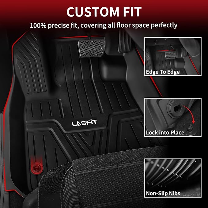 Floor Mats and Cargo Liner for Honda CR-V 2026 2025 2024 2023 (Gasoline & Hybrid & e:FCEV), All Weather TPE Car Trunk Mat (Upper Position), 1st & 2nd Row & Trunk Liner Full Set Black