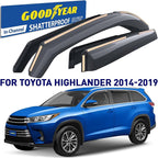 Goodyear Shatterproof in-Channel Window Deflectors for Toyota Highlander 2014-2019, Rain Guards, Window Visors for Cars, Vent Deflector, Car Accessories, 4 pcs - GY008034