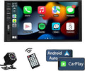 Double Din Car Stereo Compatible with Apple Carplay and Android Auto, 7 inch HD Touchscreen Car Radio Car Audio Receivers, Bluetooth, Backup Camera, Mirror Link, USB/AUX/TF/Subwoofer, FM Radio