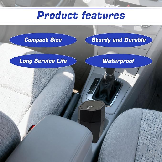 2 Pcs Black Car Trash Can with Lid, Universal Car Accessories Waterproof Garbage Can, 8.18 in × 3.28 in