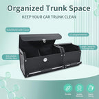 Car Trunk Organizer, Collapsible Leather Car Trunk Storage Organizer with Lid and Sturdy Handle Car Organizer and Storage for SUV, Truck, Sedan (Black, 36.2 x 11.4 x 12.2in)
