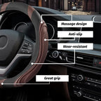 15 Inch Car Leather Steering Wheel Cover, Automotive Accessories Elastic Breathable Anti-Slip Soft Wheel Protector Fits Men and Women, Suitable for SUVs, Trucks, Vehicles and RVs (Coffee)