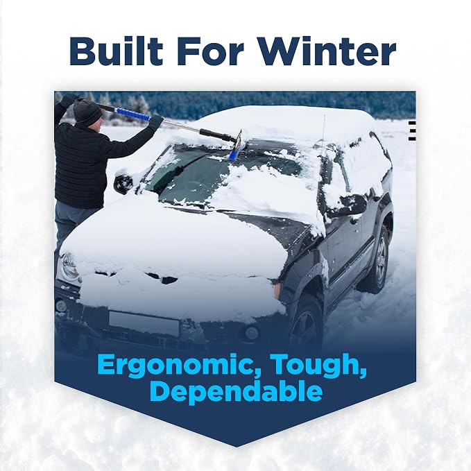 39" Ice Scrapers for Car Windshield | Snow Brush for Car | Extendable Car Snow Brush and Detachable Ice Scraper | Snow Remover for Cars, SUVs, & Trucks | 180 Degree Rotating Winter Brush