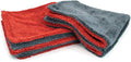 Dreadnought Jr. Microfiber Towel, Superior Absorbency for Drying Cars, Trucks, and SUVs, Double-Twist Pile, One-Pass Vehicle-Drying Towel - Pack of 1, Red/Gray (16 inch x 16 inch)