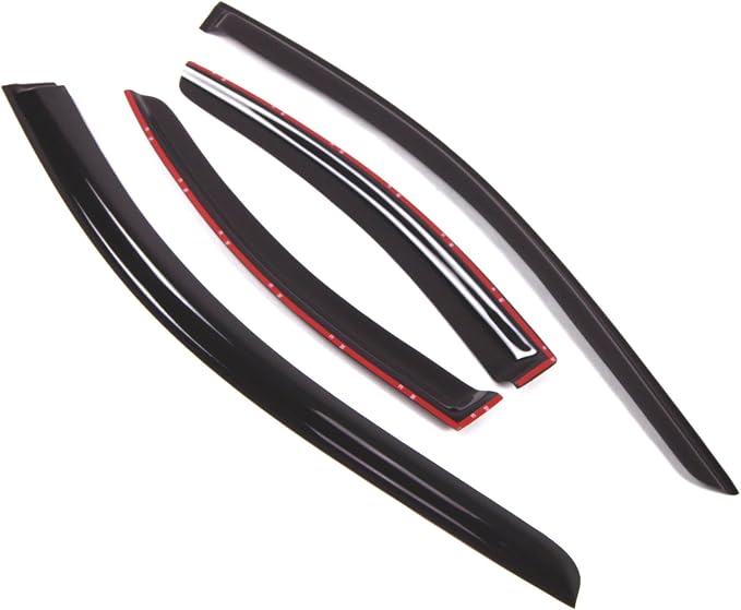 Outside Mount Window Vent Visors Rain Guards Compatible with Volvo S60 2001-2011 | Side Window Wind Deflectors Rain Shields | Smoke Tinted, 4 Pcs Set, DGWV-486