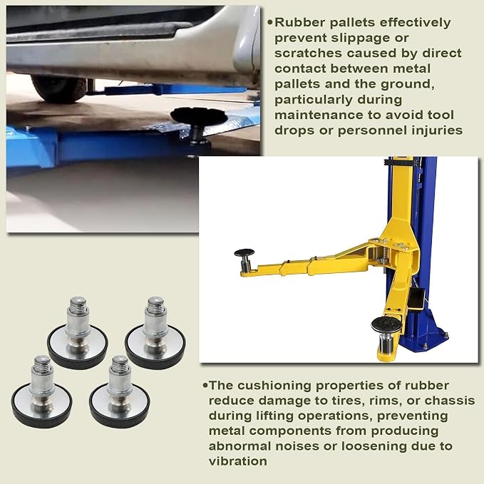 4-Pack 38mm Car Lift Rubber Pads Screw Up Heightening Feet for 2 Post Lift Round Tray Adapter Pad 38mm Shaft Diameter Universal Fit Heavy Duty Rubber