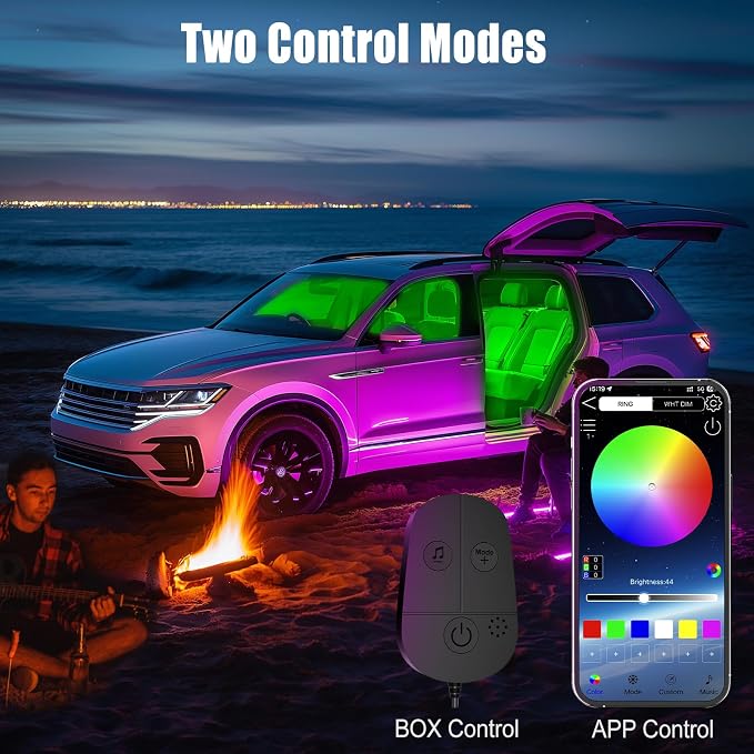 Car Lights Interior, LED Lights for Car Interior with APP Control, Truck Inside Lights with DIY Mode and Music Mode, Ambient Lighting for Men, DC 12V