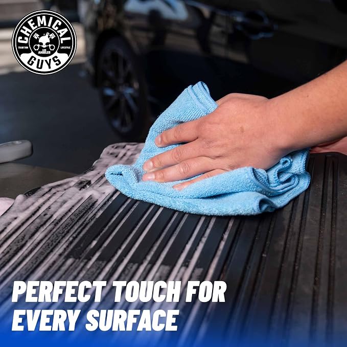 Workhorse Professional Microfiber Towels, Blue - 6 Pack Ultra-Soft Blend Detailing Towels for Wax, Glaze, Interior, Glass & All-Purpose Cleaning 16" x 16"
