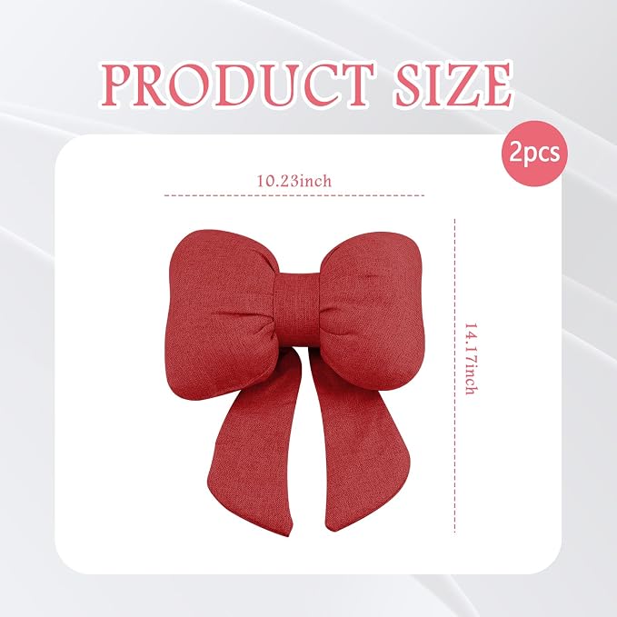 Cute Bow Car Headrest Pillow,Comfortable & Breathable Car Neck Pillows for Relief Neck Fatigue,Universal Head Rest Pillow for Cars Decoration as Birthday Gifts for Women,Girl (Red/2PCS)