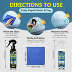 Glass Water Repellent Spray & Anti Fog Spray for Car Windshield, Long Lasting Waterproof & Fog-Free Coating for Clear Vision – Easy Application for All Glass Surfaces- Pack of 2
