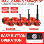Upgraded Electric Hydraulic Car Jack Kit 5 Ton 12V Portable Lift Range 20.9 Inch with Impact Wrench and Tire Inflator Pump for SUV Sedan Truck Repair Floor Jack for Tire Change with LED Light