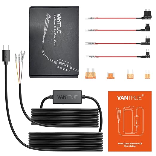11.5ft USB-C Hardwire Kit (12V–24V to 5V) with Acc Functionality, Low Voltage Protection, Compatible with All USB-C Dashcams