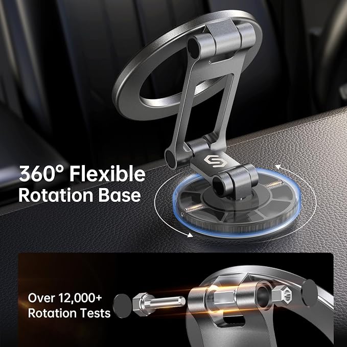 Fits MagSafe Car Mount, [All-Metal] Magnetic Phone Holder for Car, [Flexible Three-axis] 360° Rotation Magnetic Car Mount Strong Magnets Car Phone Holder for iPhone 17 16 15 14 Pro Max