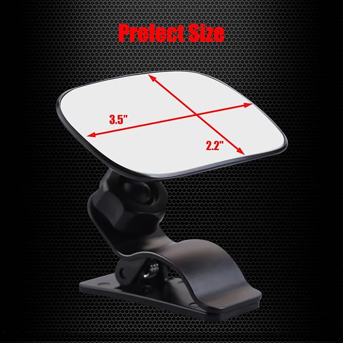 Clip On Car Baby Mirror, Adjustabe HD Glass Convex Wide Angle Interior Rearview Baby Rear Facing Mirror (Framed Rectangle, Small, 3.5" X 2.2")