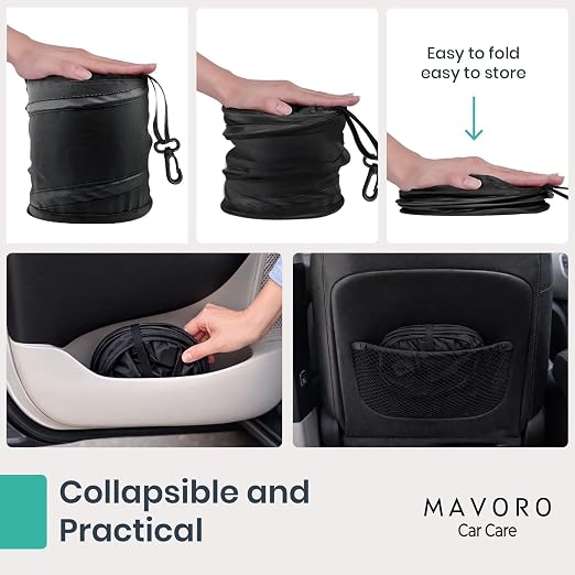 2 Pack, 1 Gallon Car Trash Can | Waterproof Collapsible Pop-Up Car Bin (2 Pack, 1 gal)