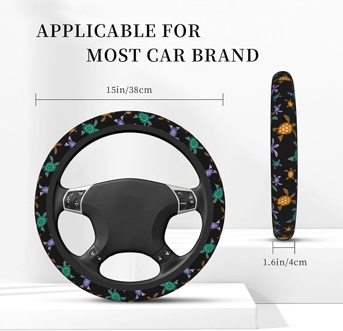 sea Turtle Neoprene Steering Wheel Cover for Men Women Anti-Slip Elastic Steering Wheel Protective Cover 15in Universal Car Accessories Fit Cars, SUVs, Auto