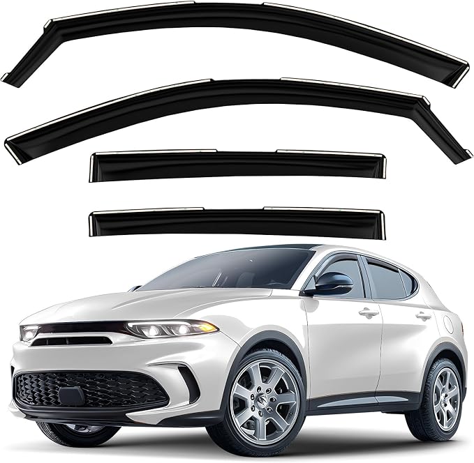 GrandWheel Window Deflectors Smoke Tinted in-Channel Side Window Vent Visor Deflectors Rain Guards Compatible with Dodge Hornet 2023-2026 - 4 pcs. GW1044