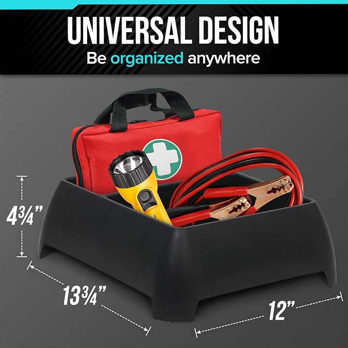 Heavy Duty Storage Organizer for Vehicle Trunk, Garage, Under Sink Organizer, Recycled Plastic, Made in USA (Black)