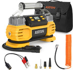 Portable 160 PSI DC Heavy Duty Tire Inflator Pump Auto Shutoff with Screen, Dual Cylinders & Dual Motors, 12V Air Compressor for SUVs, RVs, ORVs, Cars, Air Mattresses, etc. Yellow(NO AC)